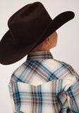 Roper Boys Long Sleeve Snap Cocao Plaid Western Shirt - Roper