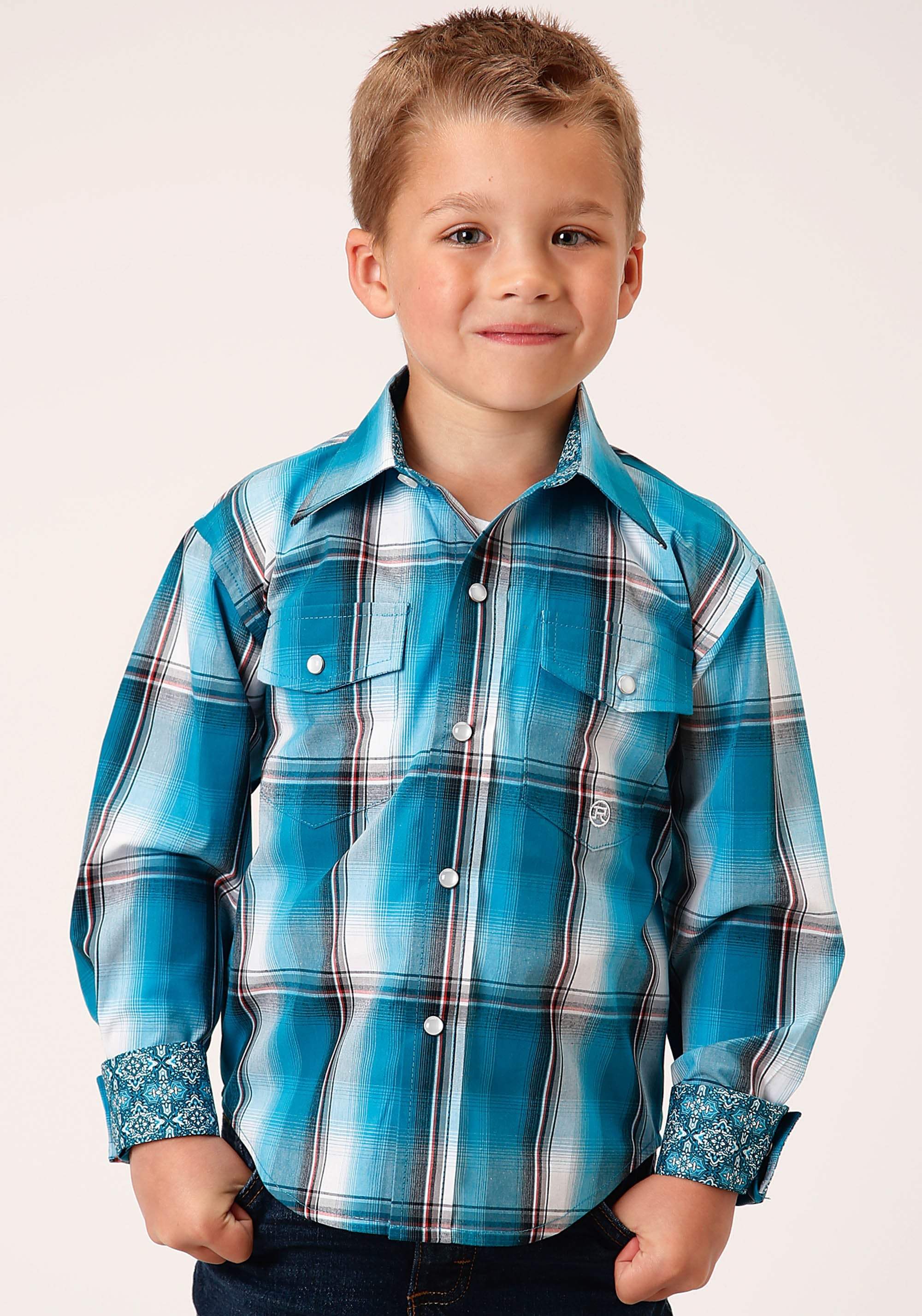 Roper Boys Long Sleeve Snap Deep Pool Ombre Western Shirt - Roper - Flyclothing LLC