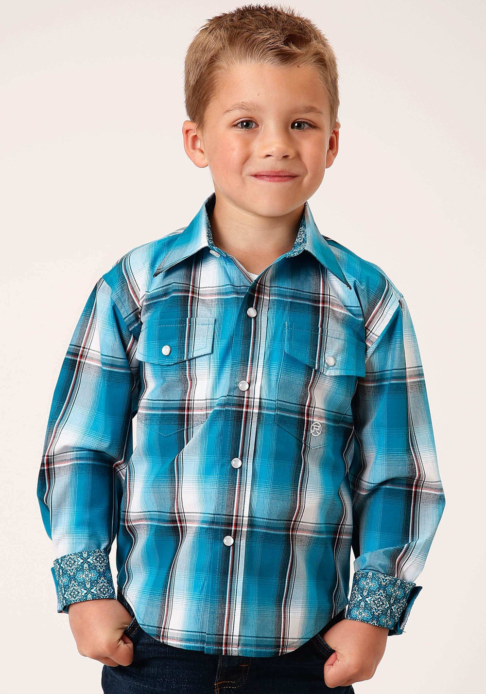 Roper Boys Long Sleeve Snap Deep Pool Ombre Western Shirt - Roper - Flyclothing LLC