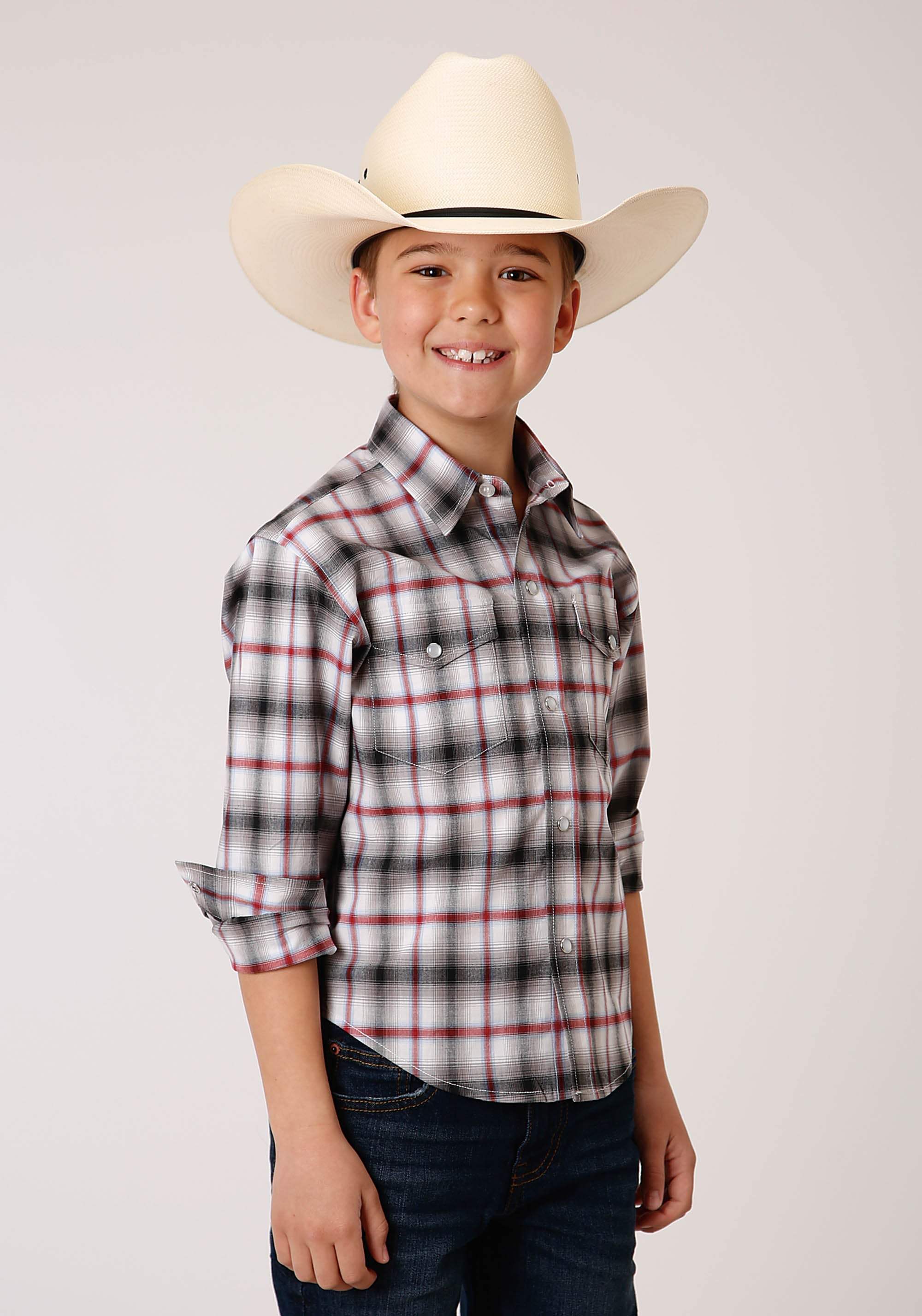 Roper Boys Long Sleeve Snap Classic Ombre Stretch Plaid Western Shirt - Roper - Flyclothing LLC