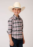 Roper Boys Long Sleeve Snap Classic Ombre Stretch Plaid Western Shirt - Roper