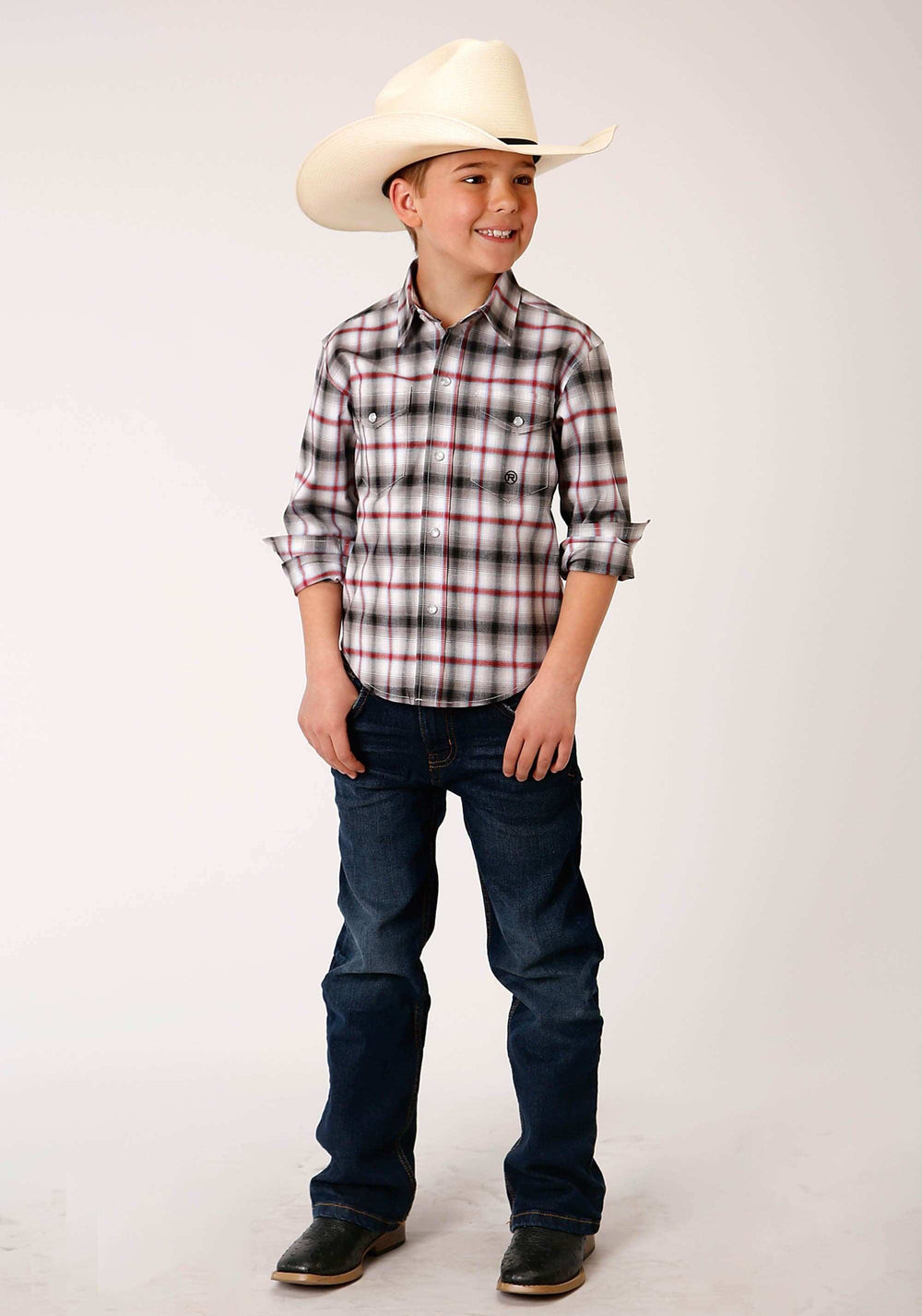 Roper Boys Long Sleeve Snap Classic Ombre Stretch Plaid Western Shirt - Roper - Flyclothing LLC