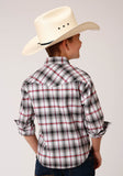 Roper Boys Long Sleeve Snap Classic Ombre Stretch Plaid Western Shirt - Roper