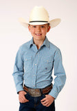 Roper Boys Long Sleeve Snap Stretch Check Western Shirt - Roper