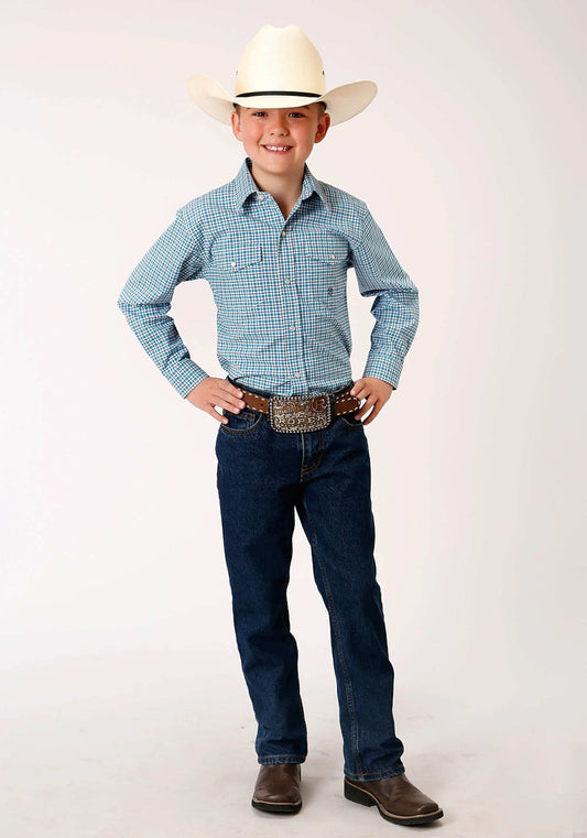 Roper Boys Long Sleeve Snap Stretch Check Western Shirt - Roper - Flyclothing LLC