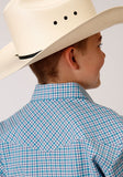 Roper Boys Long Sleeve Snap Stretch Check Western Shirt - Roper