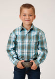 Roper Boys Long Sleeve Snap Meadow Plaid Western Shirt - Roper