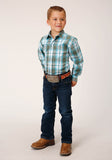 Roper Boys Long Sleeve Snap Meadow Plaid Western Shirt - Roper