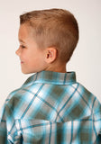 Roper Boys Long Sleeve Snap Meadow Plaid Western Shirt - Roper
