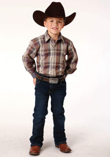 Roper Boys Long Sleeve Snap Cider Plaid Western Shirt - Roper - Flyclothing LLC