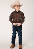 Roper Boys Long Sleeve Button Chocolate Agave Foulard Western Shirt - Roper