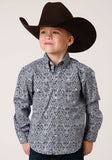 Roper Boys Long Sleeve Button Crystal Medallion Western Shirt - Roper