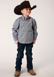 Roper Boys Long Sleeve Button Crystal Medallion Western Shirt - Roper