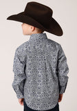 Roper Boys Long Sleeve Button Crystal Medallion Western Shirt - Roper