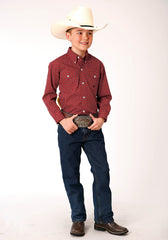 Roper Boys Long Sleeve Button Victorian Foulard Western Shirt