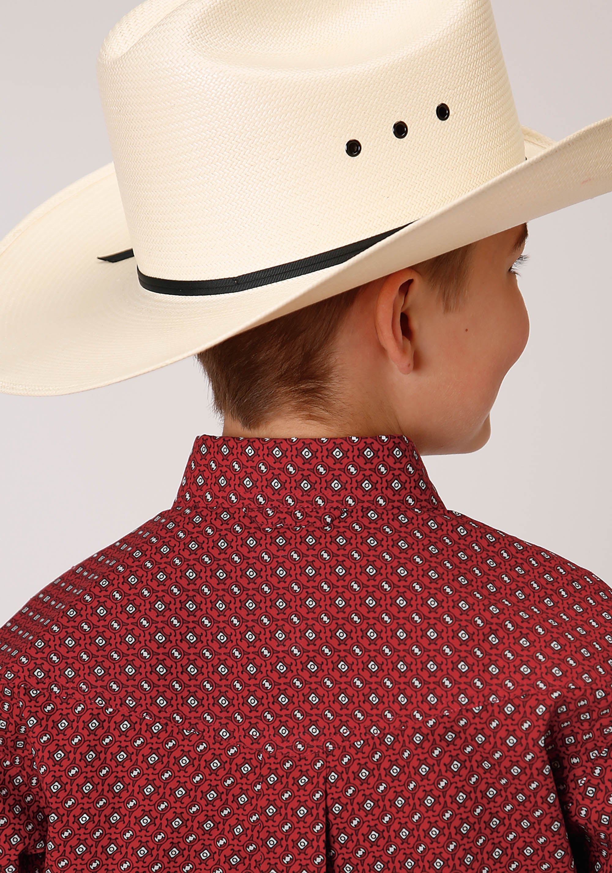 Roper Boys Long Sleeve Button Victorian Foulard Western Shirt
