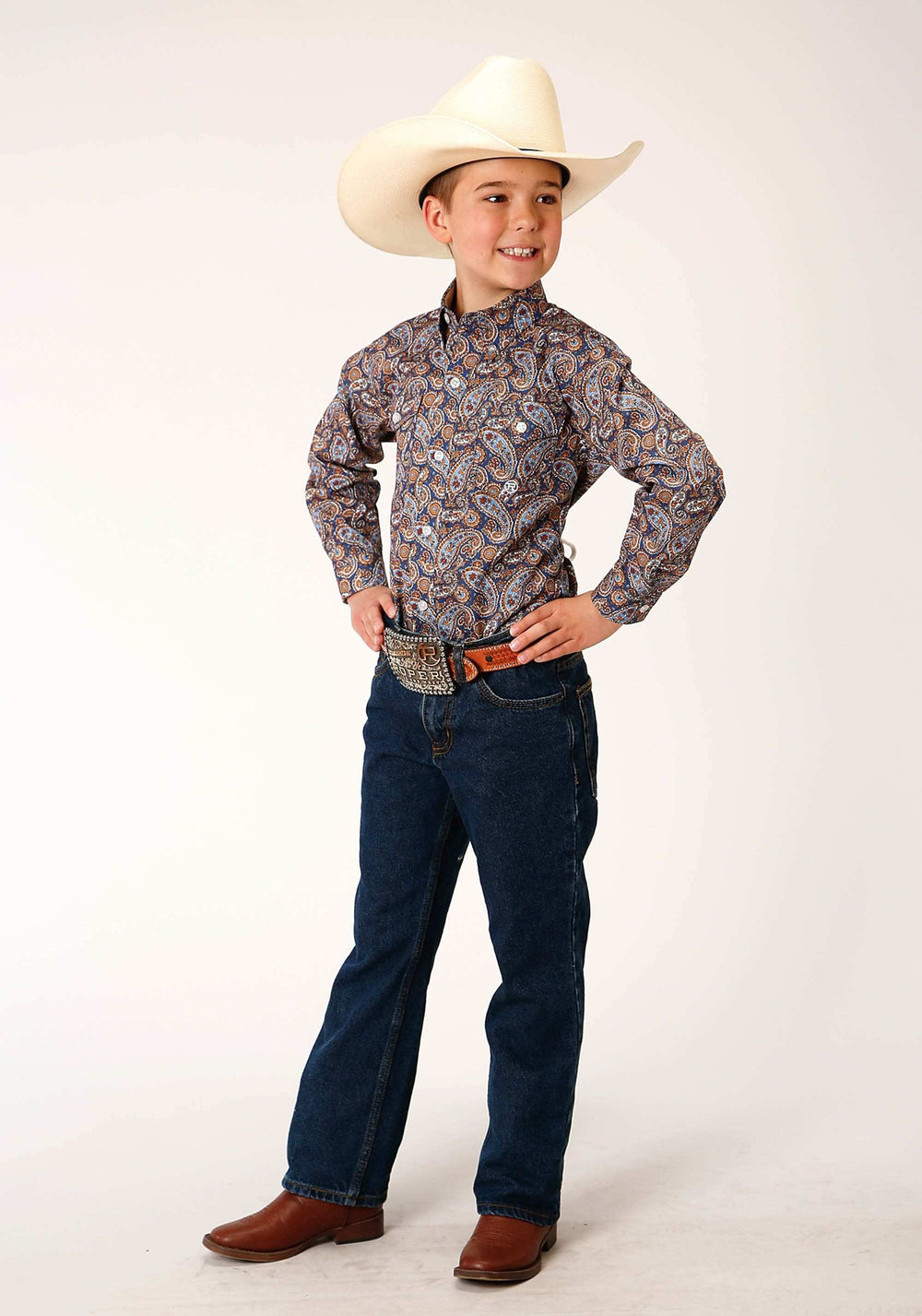 Roper Boys Long Sleeve Button Country Paisley Western Shirt - Roper - Flyclothing LLC