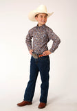 Roper Boys Long Sleeve Button Country Paisley Western Shirt - Roper