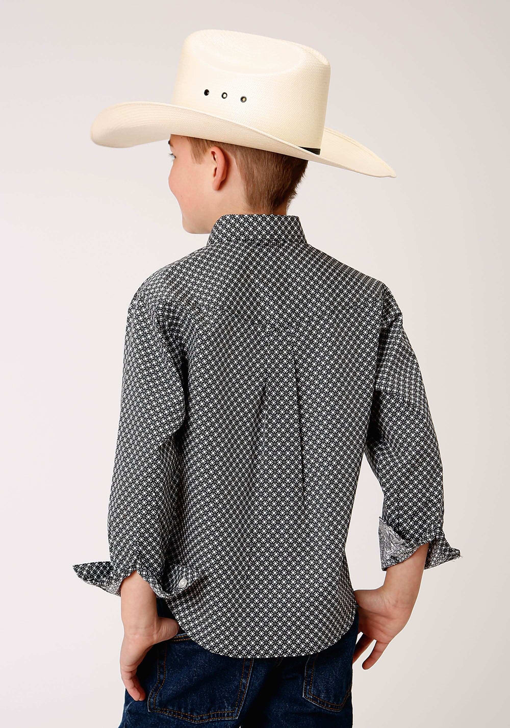 Roper Boys Long Sleeve Button Diamond Star Geo Western Shirt - Roper - Flyclothing LLC