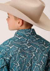 Roper Boys Long Sleeve Button Upstream Paisley Western Shirt - Roper - Flyclothing LLC