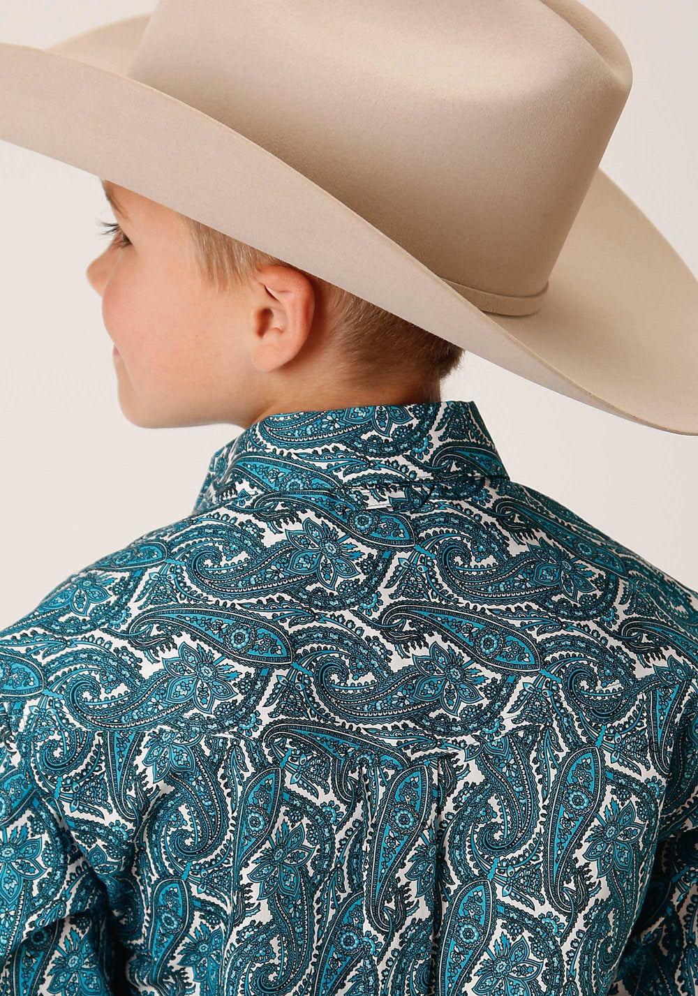 Roper Boys Long Sleeve Button Upstream Paisley Western Shirt - Roper - Flyclothing LLC