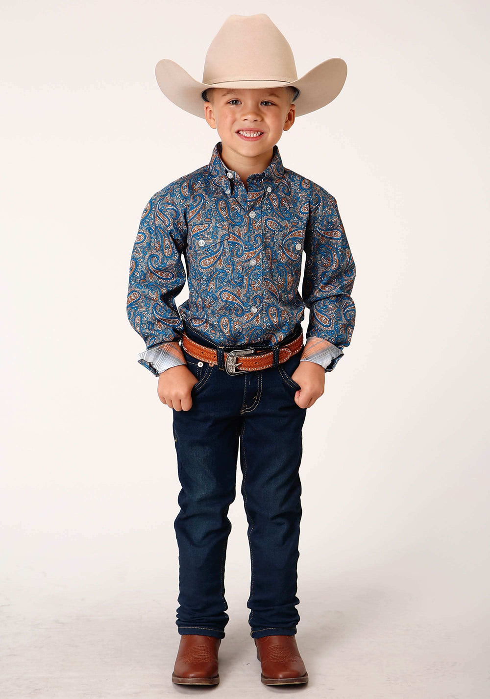Roper Boys Long Sleeve Button Amarillo Paisley Western Shirt - Roper - Flyclothing LLC