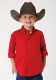 ROPER BOYS ROPER MENS RED SOLID LONG SLEEVE WESTERN BUTTON SHIRT - Roper