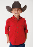 Roper Boys Mens Red Solid Long Sleeve Western Button Shirt - Roper
