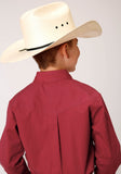 Roper Boys Long Sleeve Button Stretch Poplin Red Western Shirt - Roper