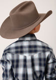 Roper Boys Long Sleeve Button Blue West Plaid Western Shirt - Roper