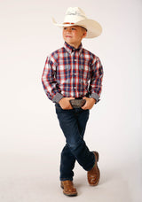 Roper Boys Long Sleeve Button Independence Plaid Western Shirt - Roper - Flyclothing LLC