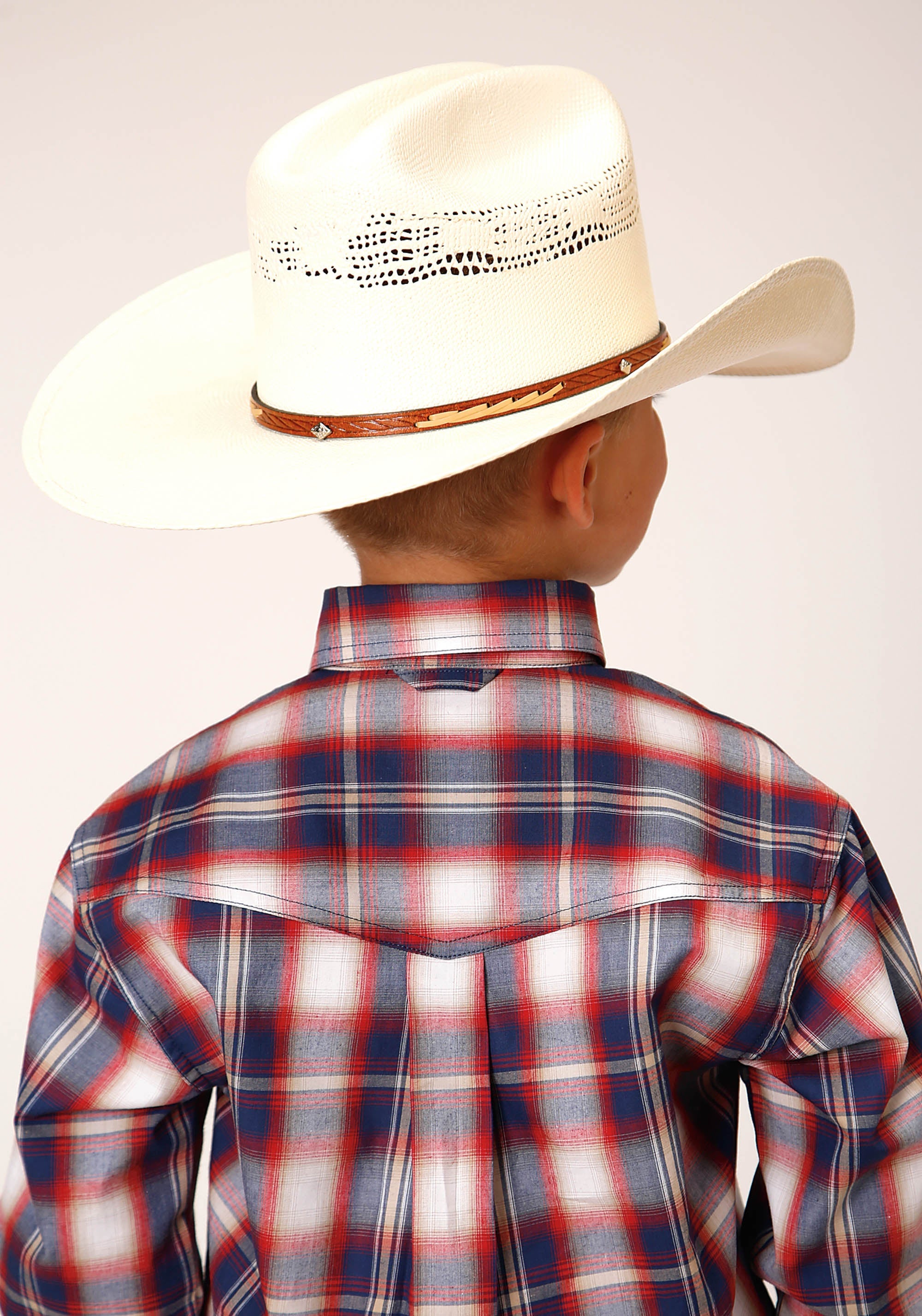 Roper Boys Long Sleeve Button Independence Plaid Western Shirt - Roper - Flyclothing LLC