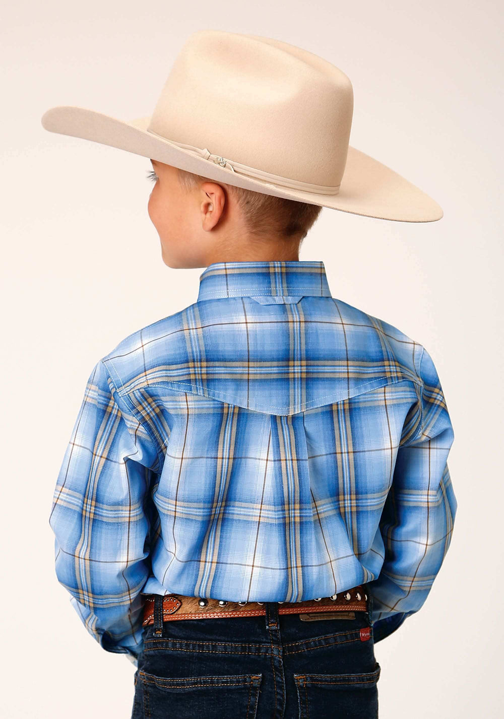 Roper Boys Long Sleeve Button Cornflower Plaid Western Shirt - Roper - Flyclothing LLC