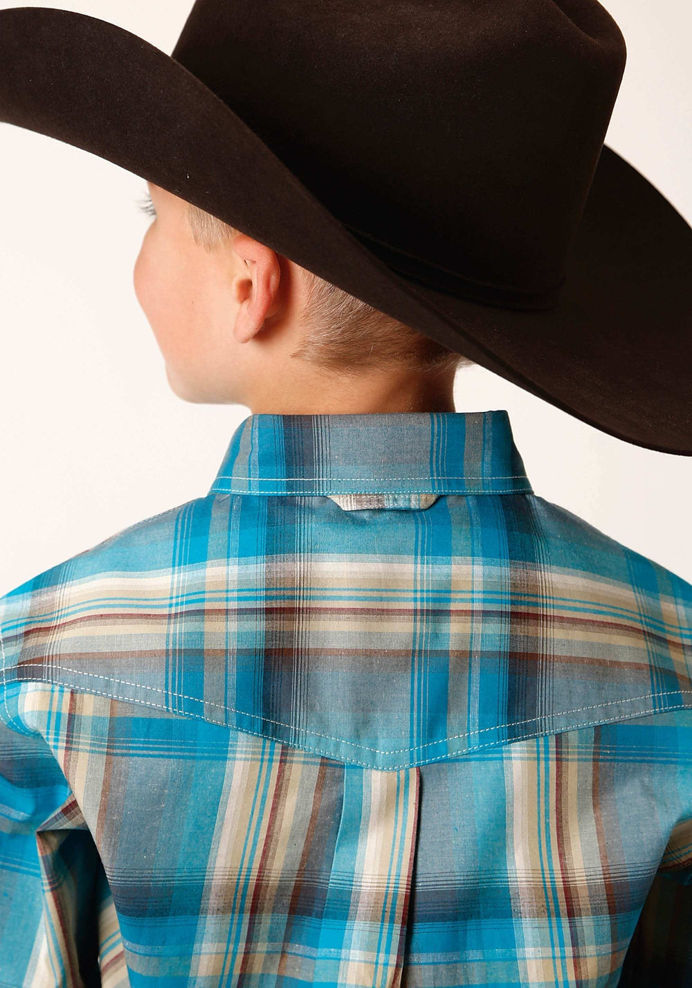 Roper Boys Long Sleeve Button Sandy Turquoise Plaid Western Shirt - Roper - Flyclothing LLC