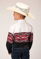 Roper Boys Long Sleeve Snap Tribal Border Western Shirt - Roper