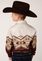 Roper Boys Long Sleeve Snap Arizona Aztec Border Western Shirt - Roper