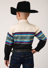 Roper Boys Long Sleeve Snap Greenline Serape Border Western Shirt - Roper