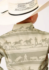 Roper Boys Long Sleeve Snap Cowboy Rugby Horizontal Print Western Shirt - Roper - Flyclothing LLC