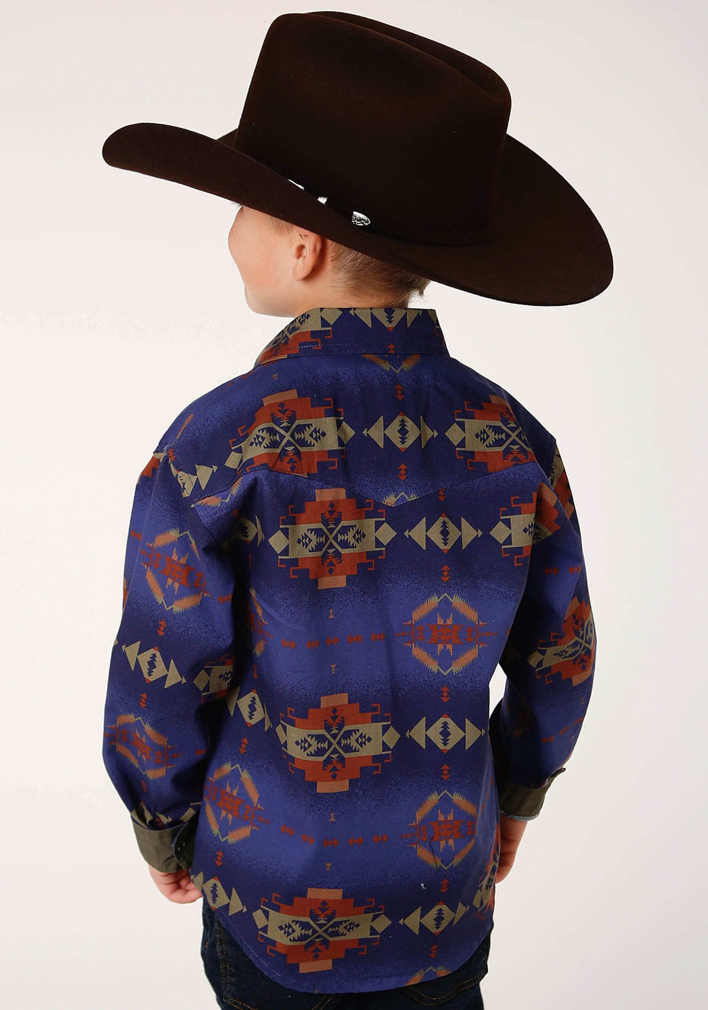 Roper Boys Long Sleeve Snap Night Aztec Print Western Shirt - Roper - Flyclothing LLC