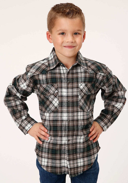 Roper Boys Long Sleeve Snap Unlined Flannel Shirt Western Shirt - Roper - Flyclothing LLC
