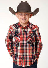 Roper Boys Long Sleeve Snap Unlined Flannel Shirt Western Shirt - Roper