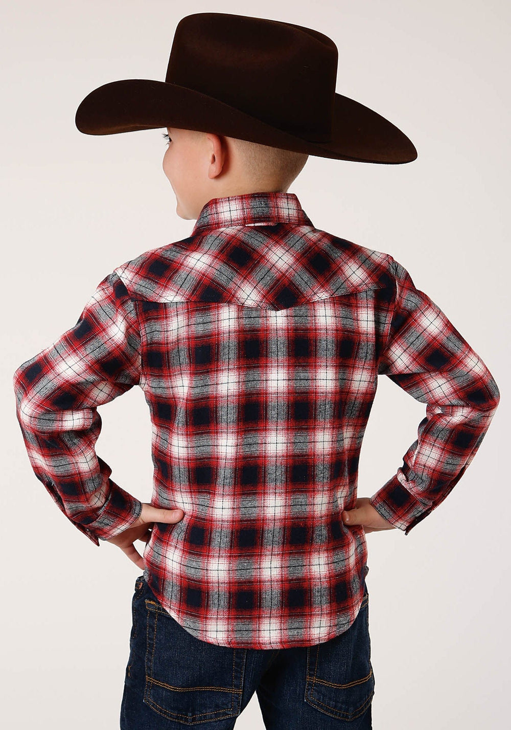 Roper Boys Long Sleeve Snap Unlined Flannel Shirt Western Shirt - Roper
