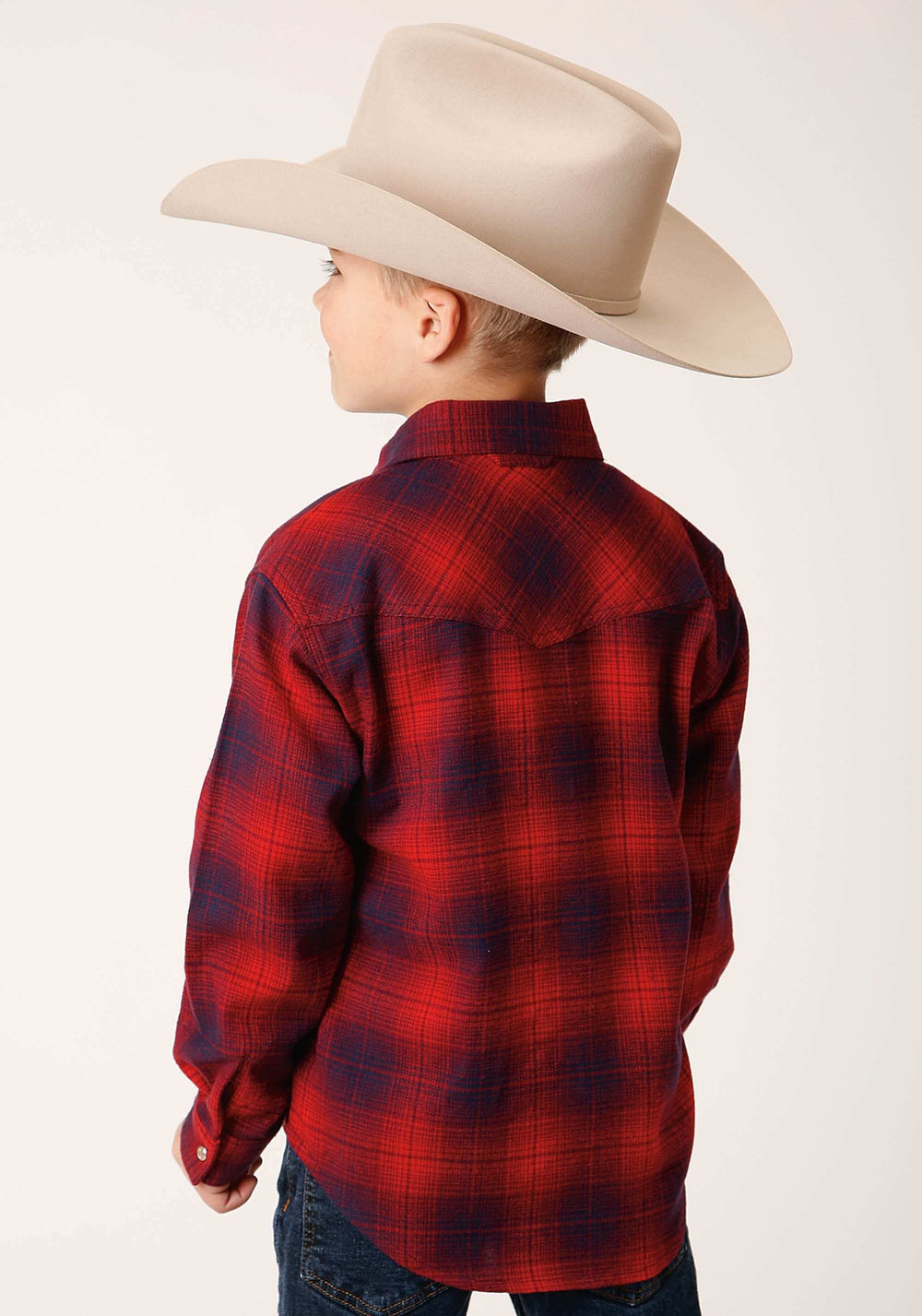 Roper Boys Long Sleeve Snap Unlined Flannel Shirts Western Shirt - Roper - Flyclothing LLC