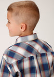 Roper Boys Short Sleeve Snap Indigo Dobby Western Shirt - Roper