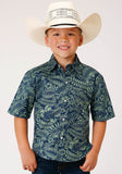 Roper Boys Short Sleeve Snap Lucky Tropical Print Western Shirt - Roper