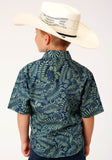 Roper Boys Short Sleeve Snap Lucky Tropical Print Western Shirt - Roper
