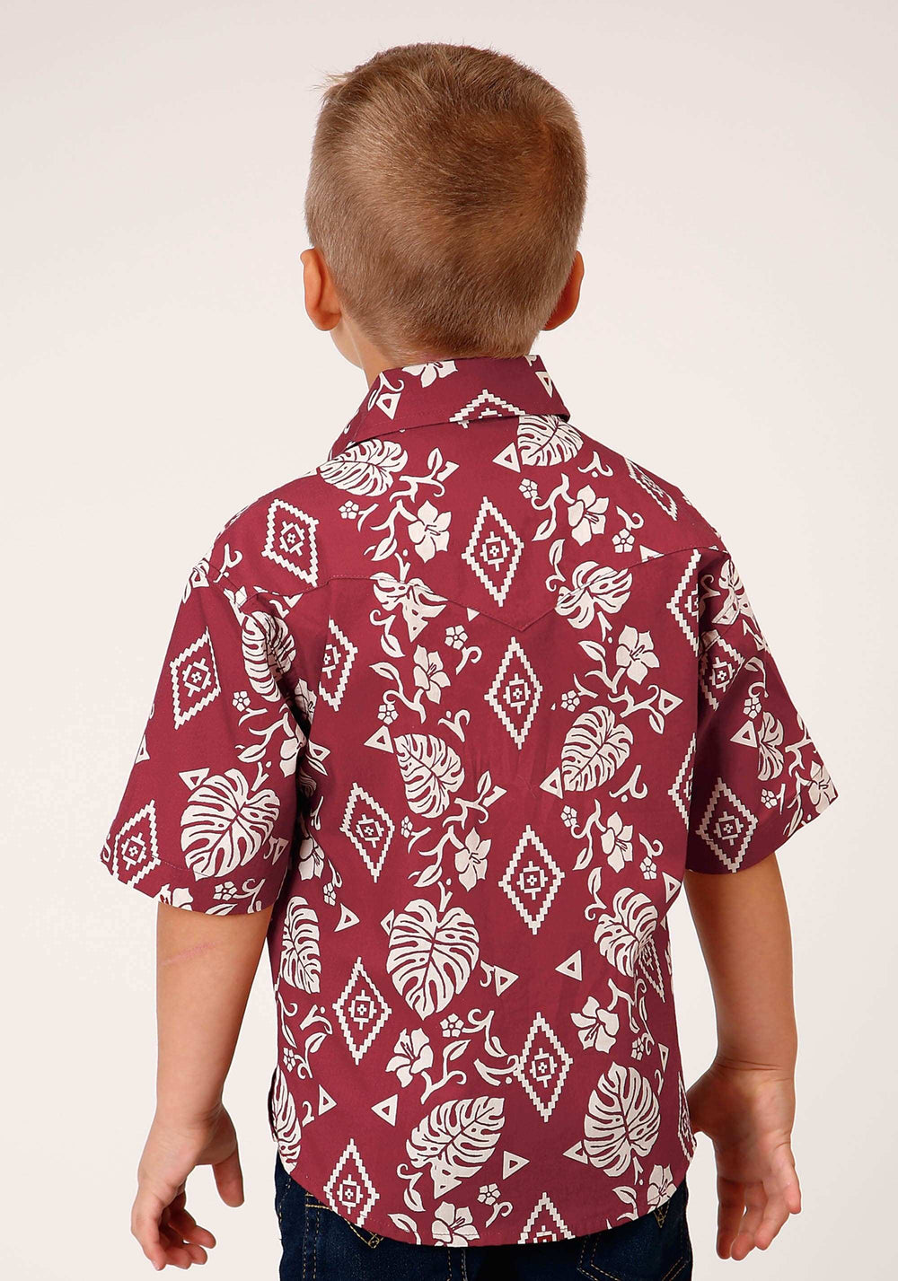 Roper Boys Short Sleeve Snap Red Tropics Western Shirt - Roper - Flyclothing LLC