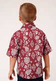 Roper Boys Short Sleeve Snap Red Tropics Western Shirt - Roper