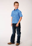 Roper Boys Short Sleeve Button Cottage Foulard Western Shirt - Roper