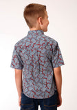 Roper Boys Short Sleeve Button Liberty Paisley Western Shirt - Roper